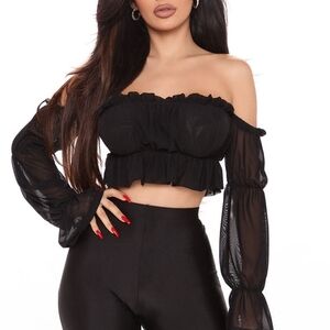 Fashion Nova Elegant Black Off-Shoulder Top
